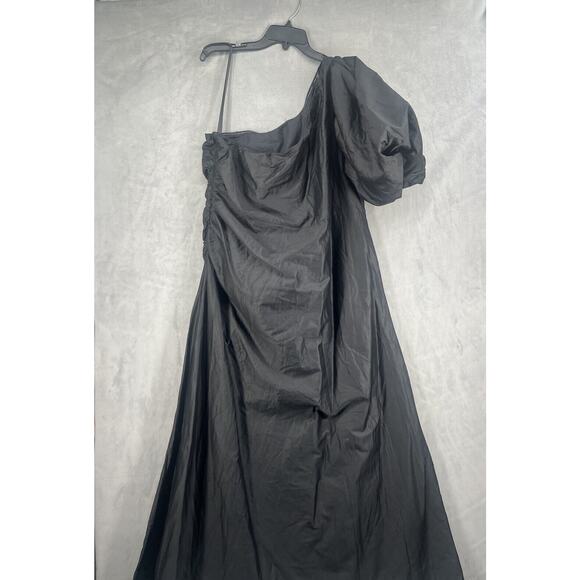 Aureta Studio One-Shoulder Puff-Sleeve Dress Size 2X Black - Picture 3 of 10